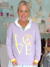 Lade das Bild in den Galerie-Viewer, MISS GOODLIFE V-NECK LOVE PEACE FLIEDER NEON GELB