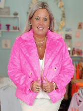 Lade das Bild in den Galerie-Viewer, KUSCHELJACKE DOPPELREIHER "CLASSIC" NEONPINK
