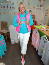 Lade das Bild in den Galerie-Viewer, MISS GOODLIFE SWEATER ROUNDNECK GOOD KARMA GOOD LUCK TURQUOISE
