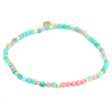 Lade das Bild in den Galerie-Viewer, FUSSKETTCHEN RHODONITE GEMSTONE TURQUOISE LOVE IBIZA