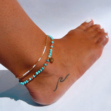Lade das Bild in den Galerie-Viewer, FUSSKETTCHEN RHODONITE GEMSTONE TURQUOISE LOVE IBIZA