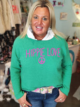 Lade das Bild in den Galerie-Viewer, PULLOVER STARS OF IBIZA "HIPPIE LOVE" GRÜN ONE SIZE-Stars Of Ibiza-Baumwolle,grün,nachhaltig,recycelt