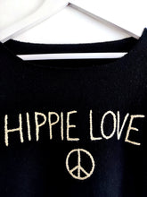 Lade das Bild in den Galerie-Viewer, PULLOVER STARS OF IBIZA "HIPPIE LOVE" SCHWARZ BEIGE ONE SIZE