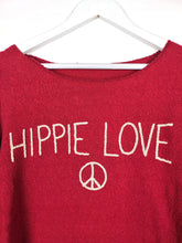 Lade das Bild in den Galerie-Viewer, PULLOVER STARS OF IBIZA "HIPPIE LOVE" BORDEAUX GOLD ONE SIZE