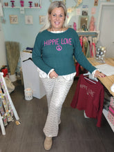Lade das Bild in den Galerie-Viewer, PULLOVER STARS OF IBIZA "HIPPIE LOVE" GRÜN PINK ONE SIZE