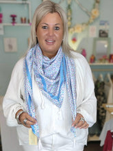 Lade das Bild in den Galerie-Viewer, SCHAL TUCH DREIECK 100% ORGANIC BAMBOO "RIANE" BLAU