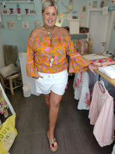 Lade das Bild in den Galerie-Viewer, BLUSE HIPPIE DREAM FLOWER POWER FUCHSIA/ORANGE HOT LAVA