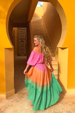Lade das Bild in den Galerie-Viewer, DRESS BOBBI SUNNY DAYS PINK ORANGE EMERALD HOT LAVA
