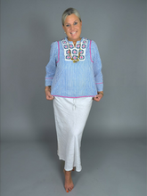 Lade das Bild in den Galerie-Viewer, S26 337 BLOUSE PLACE DU SOLEIL BLUE WHITE STRIPE
