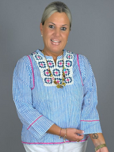 Lade das Bild in den Galerie-Viewer, S26 337 BLOUSE PLACE DU SOLEIL BLUE WHITE STRIPE
