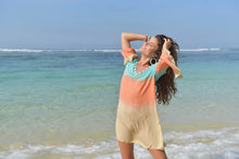 Lade das Bild in den Galerie-Viewer, TUNIC ANTIBES SUNNY DAYS TURQUOISE-ORANGE HOT LAVA
