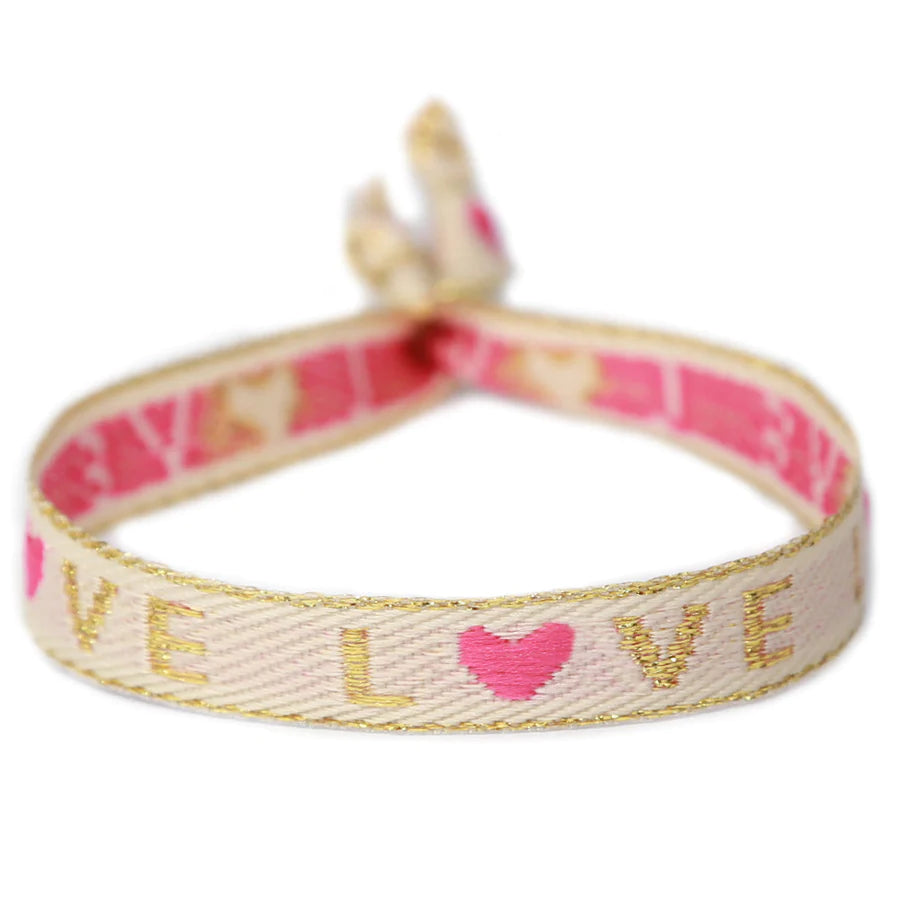 LOVE IBIZA GEWEBTES ARMBAND LOVE PINK GOLD