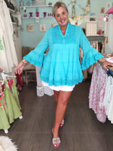 Lade das Bild in den Galerie-Viewer, TUNIKA KLEID KURZ TURQUOISE ANTICA SARTORIA ONE SIZE
