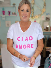 Lade das Bild in den Galerie-Viewer, T-SHIRT &quot;CIAO AMORE&quot; VIOLETT PINK ONE SIZE
