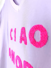 Lade das Bild in den Galerie-Viewer, T-SHIRT &quot;CIAO AMORE&quot; VIOLETT PINK ONE SIZE
