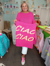 Lade das Bild in den Galerie-Viewer, ZWILLINGSHERZ PULLOVER OVERSIZE &quot;CIAO CIAO&quot; PINK ONE SIZE
