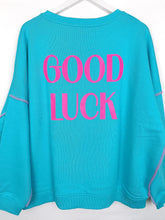 Lade das Bild in den Galerie-Viewer, MISS GOODLIFE SWEATER ROUNDNECK GOOD KARMA GOOD LUCK TURQUOISE
