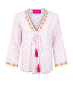 Lade das Bild in den Galerie-Viewer, S26 318 BLOUSE PLACE DU SOLEIL WHITE BIG FLOWER
