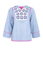 Lade das Bild in den Galerie-Viewer, S26 337 BLOUSE PLACE DU SOLEIL BLUE WHITE STRIPE
