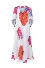 Lade das Bild in den Galerie-Viewer, S26 414 LONG DRESS PLACE DU SOLEIL WHITE BIG FLOWERS
