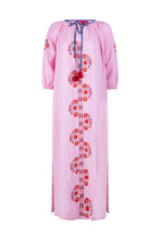 Lade das Bild in den Galerie-Viewer, S26 430 LONG DRESS PLACE DU SOLEIL ROSA FLOWER EMBR
