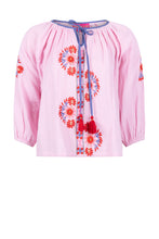 Lade das Bild in den Galerie-Viewer, S26 456 BLOUSE PLACE DU SOLEIL ROSA FLOWER EMBR
