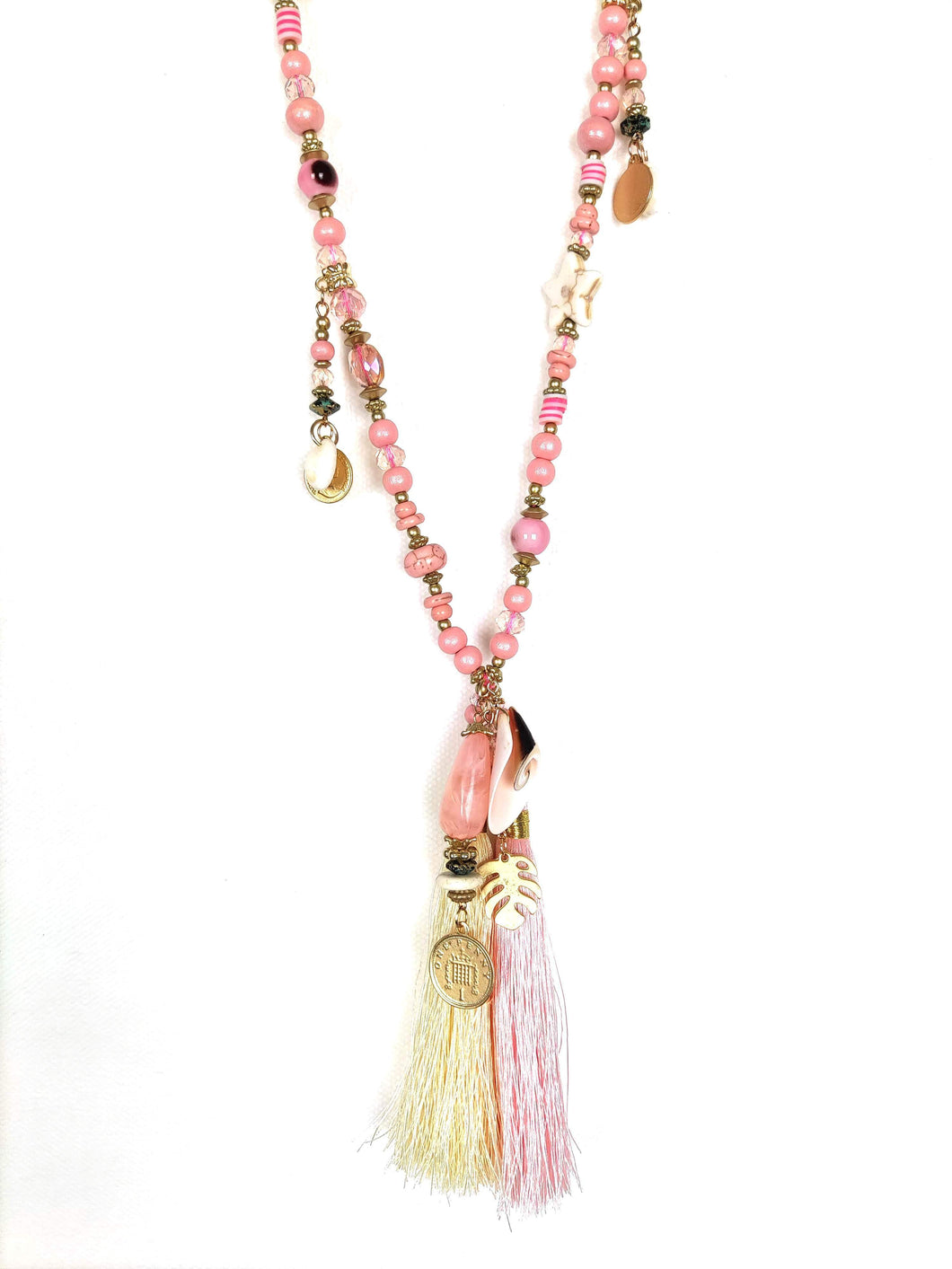 KETTE TASSLE BEIGE ROSA - hippie style and more