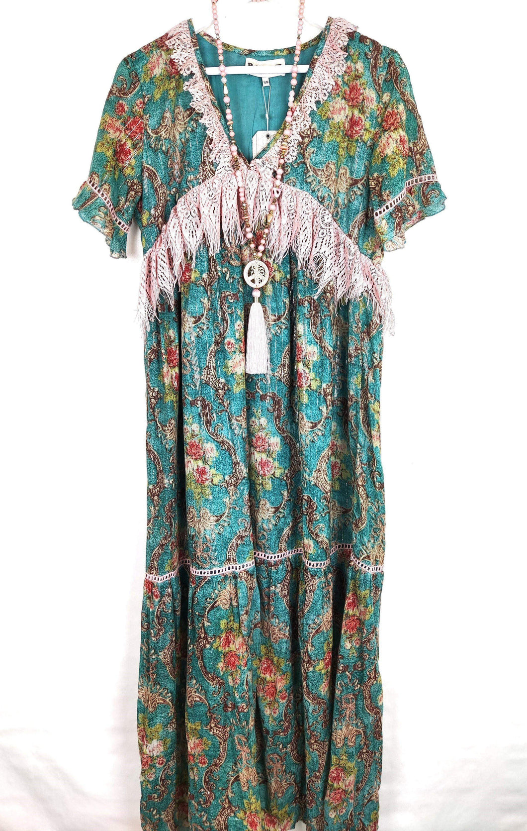 MAXI KLEID TURQUOISE ROSÉ SIZE S/M - hippie style and more