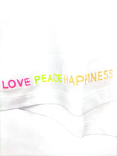 Lade das Bild in den Galerie-Viewer, T-SHIRT &quot;LOVE PEACE HAPPINESS&quot; WEISS - hippie style and more

