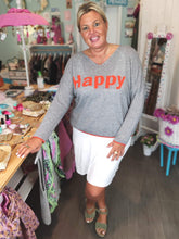 Lade das Bild in den Galerie-Viewer, PULLOVER &quot;HAPPY&quot; GRAU ORANGE ONE SIZE - hippie style and more
