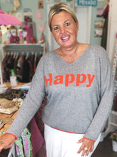 Lade das Bild in den Galerie-Viewer, PULLOVER &quot;HAPPY&quot; GRAU ORANGE ONE SIZE - hippie style and more
