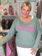 Lade das Bild in den Galerie-Viewer, PULLOVER &quot;HAPPY&quot; OLIV LILA ONE SIZE - hippie style and more
