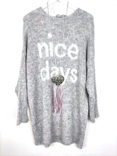 Lade das Bild in den Galerie-Viewer, LONG PULLOVER NICE DAYS GRAU WEISS ONE SIZE - hippie style and more
