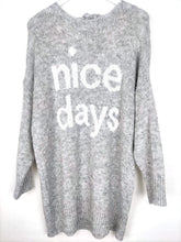 Lade das Bild in den Galerie-Viewer, LONG PULLOVER NICE DAYS GRAU WEISS ONE SIZE - hippie style and more
