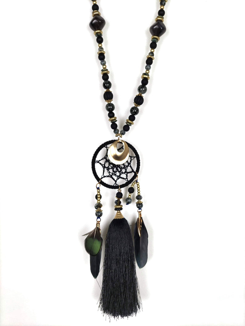 KETTE BLACK DREAM CATCHER-hippie style and more-schwarz,Traumfänger