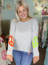 Lade das Bild in den Galerie-Viewer, SOMMER PULLOVER GREY &quot;PEACE&quot; NEON ONE SIZE
