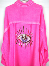 Lade das Bild in den Galerie-Viewer, BLUSE OVERSIZE MUSSELIN &quot;EYE&quot; PINK GOLD ONE SIZE
