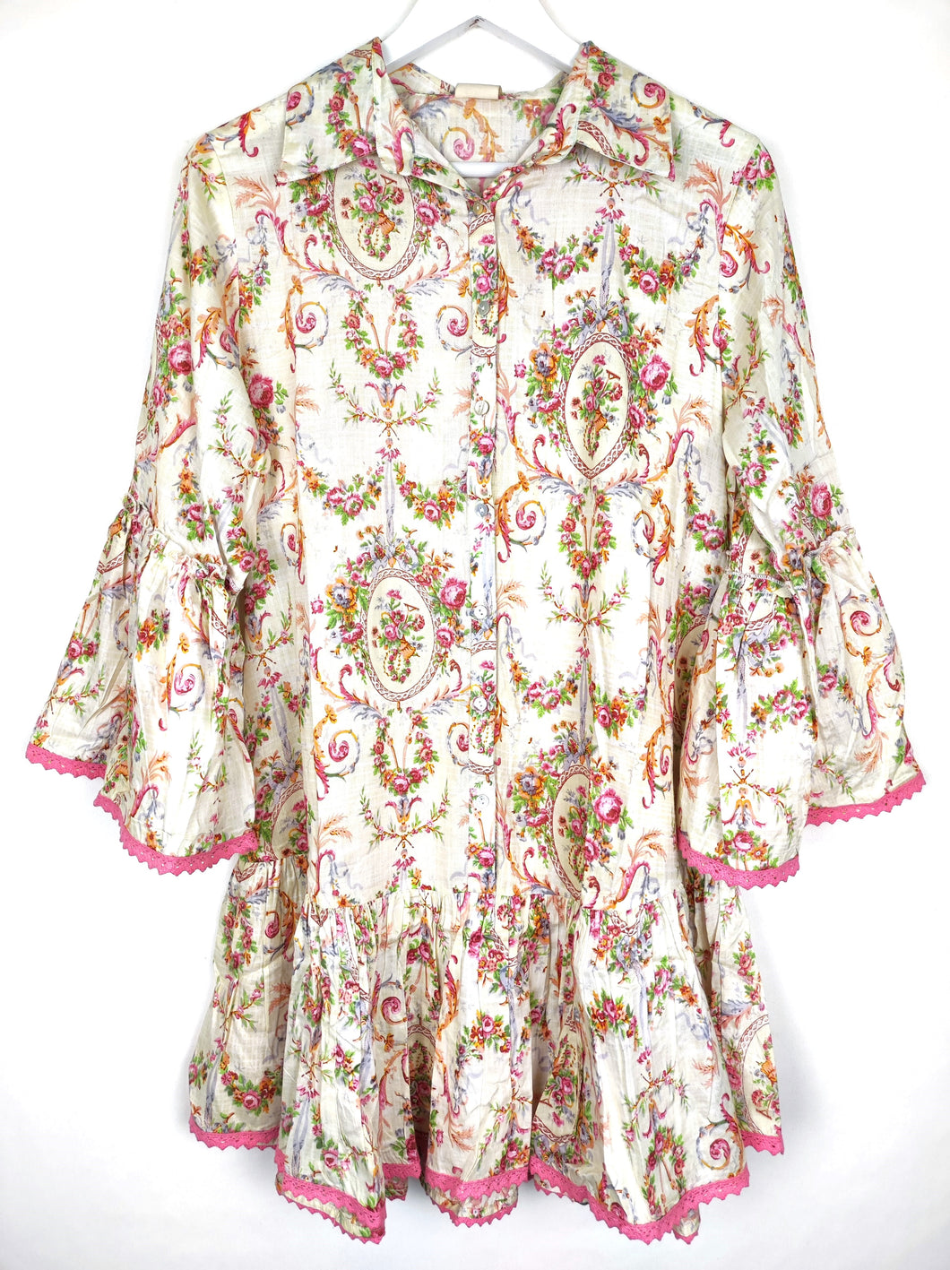 TUNIKA KLEID CREME PINK MULTICOLOR FLORAL ONE SIZE